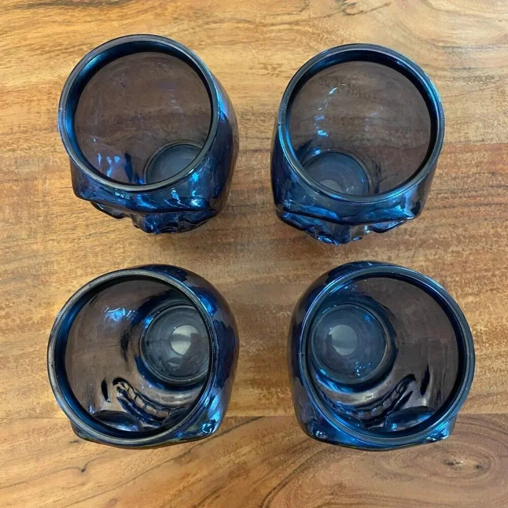 Blue Skull Drinking Glasses Set of 4